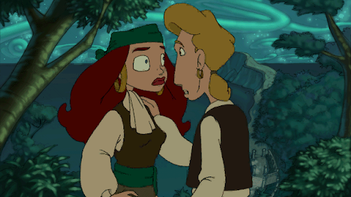 Guybrush und Elaine Liebesgeschichte in Videospiel Monkey Island