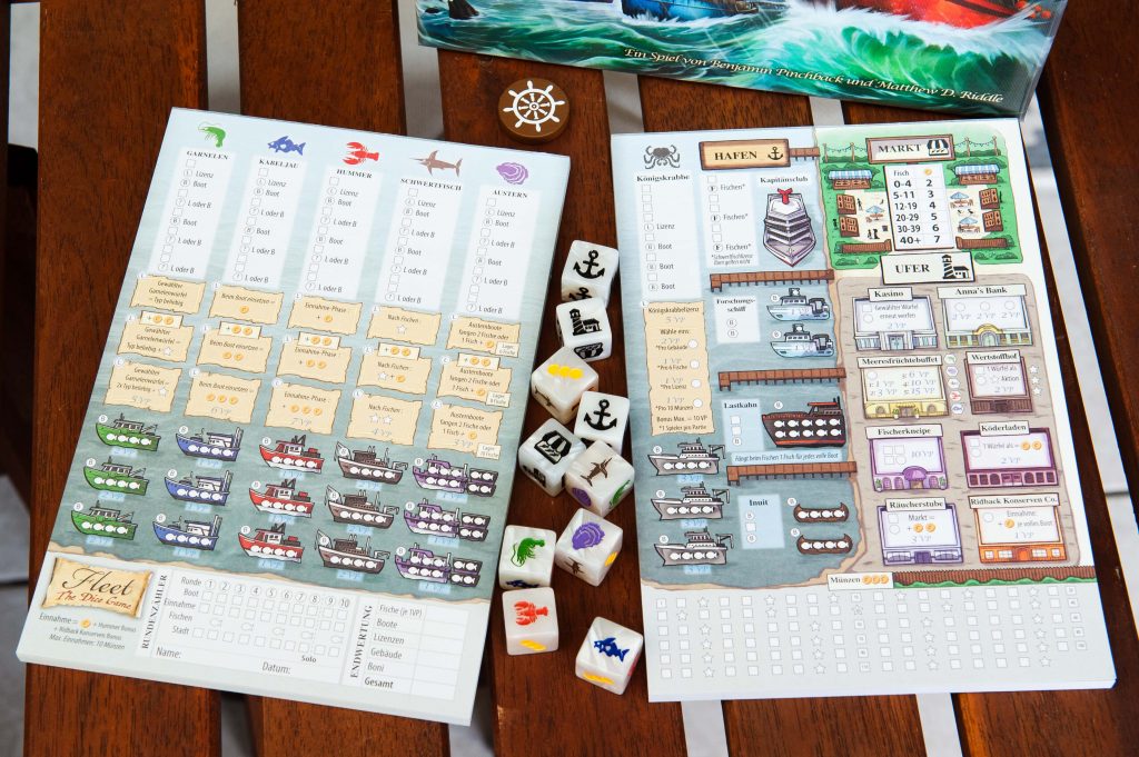 Fleet: the dice game, ein spannendes Roll & Write zum Thema See und Fischen