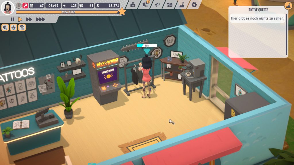 Getränke, Kaffee, T-Shirts und andere Produkte verkaufen in Tattoo Tycoon