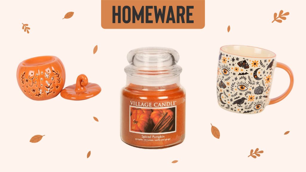 Darstellung einer Kürbis-Duftlampe und einer herbstlichen von Something Different, sowie eine Duftkerze von „Spiced Pumpkin“ Yankee Candles.