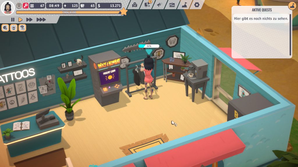 Getränke, Kaffee, T-Shirts und andere Produkte verkaufen in Tattoo Tycoon