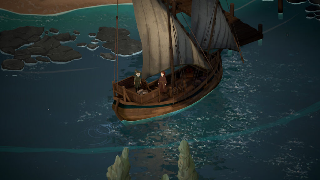 Ankunft mit dem Boot in Songs of Glimmerwick.